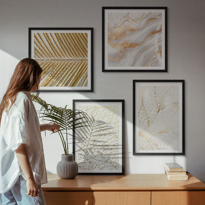Composição de quadros Padrões de folhas em mármore abstrato