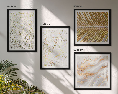 Composição de quadros Padrões de folhas em mármore abstrato
