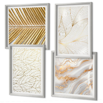 Composição de quadros Padrões de folhas em mármore abstrato
