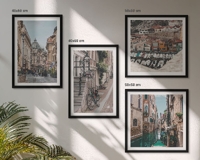Conjunto de 4 quadros com moldura As charmosas ruas das cidades portuárias