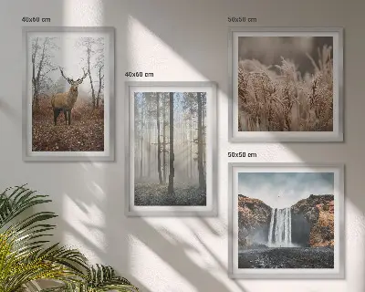 Políptico com moldura paisagens de natureza selvagem com florestas