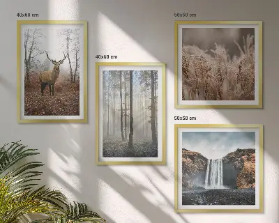 Políptico com moldura paisagens de natureza selvagem com florestas