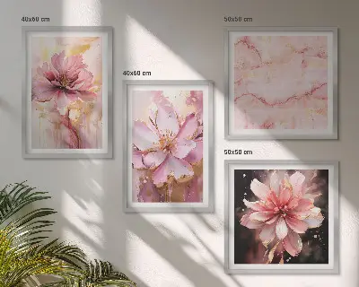 Composição de quadros com arranjos florais de rosas brancas