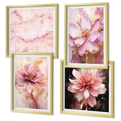 Composição de quadros com arranjos florais de rosas brancas