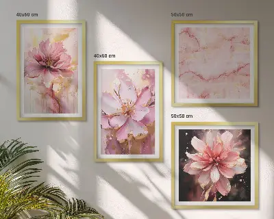 Composição de quadros com arranjos florais de rosas brancas