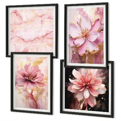 Composição de quadros com arranjos florais de rosas brancas