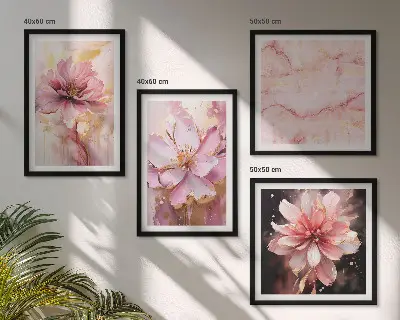Composição de quadros com arranjos florais de rosas brancas