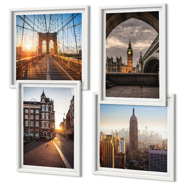 Políptico com moldura Conjunto de pinturas com vista para Londres