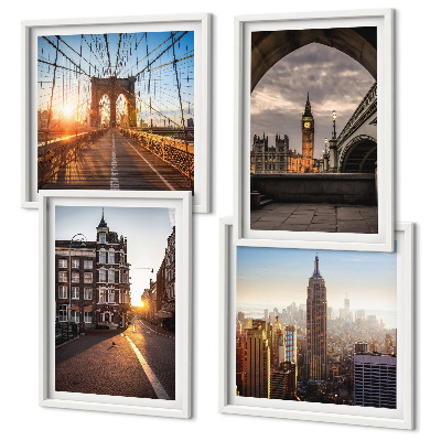 Políptico com moldura Conjunto de pinturas com vista para Londres