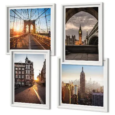 Conjunto de quadros com vista para Londres políptico com moldura