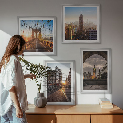 Políptico com moldura Conjunto de pinturas com vista para Londres