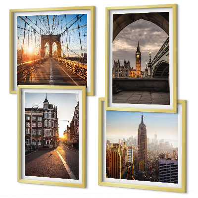 Políptico com moldura Conjunto de pinturas com vista para Londres