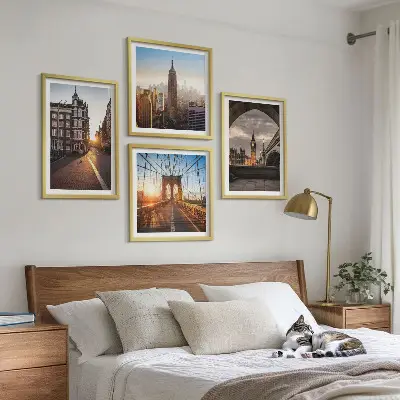Conjunto de quadros com vista para Londres políptico com moldura