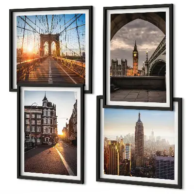 Conjunto de quadros com vista para Londres políptico com moldura