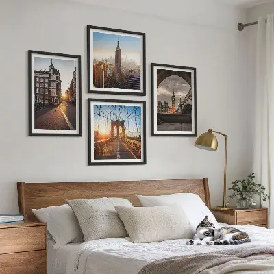 Conjunto de quadros com vista para Londres políptico com moldura