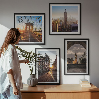 Políptico com moldura Conjunto de pinturas com vista para Londres