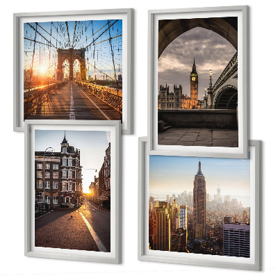 Políptico com moldura Conjunto de pinturas com vista para Londres