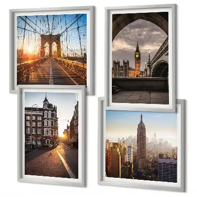 Conjunto de quadros com vista para Londres políptico com moldura