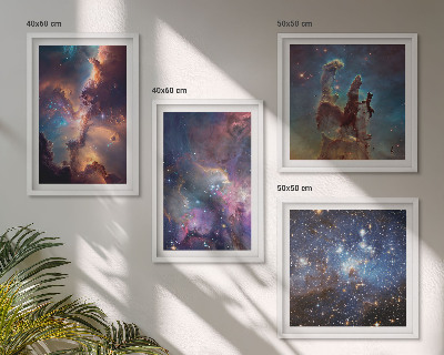 Conjunto de 4 quadros com moldura Paisagens estelares cósmicas