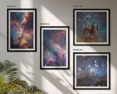 Conjunto de 4 quadros com moldura Paisagens estelares cósmicas