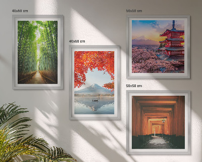 Políptico com moldura Floresta de bambus Fuji torii, Japão