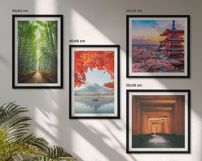 Políptico com moldura Floresta de bambus Fuji torii, Japão