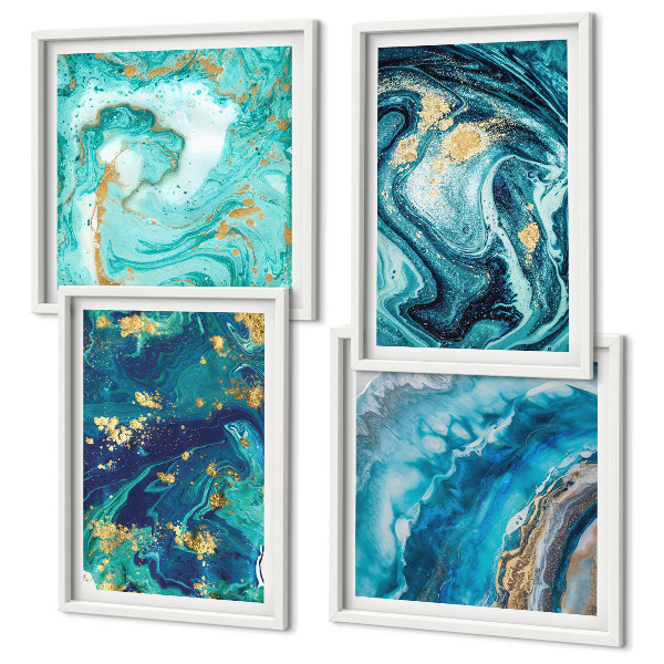 Políptico com moldura abstrações de pintura decorativa