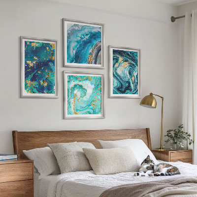 Políptico com moldura abstrações de pintura decorativa