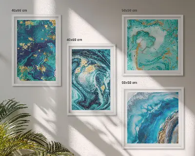 Políptico de pintura decorativa abstrata com moldura