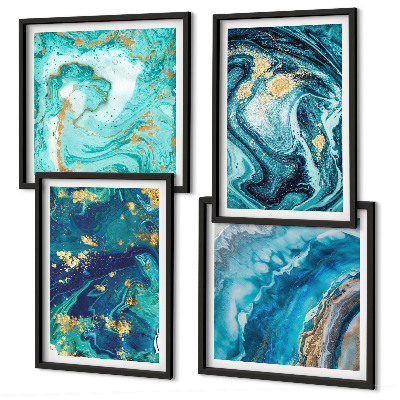 Políptico com moldura abstrações de pintura decorativa