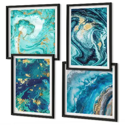 Políptico de pintura decorativa abstrata com moldura