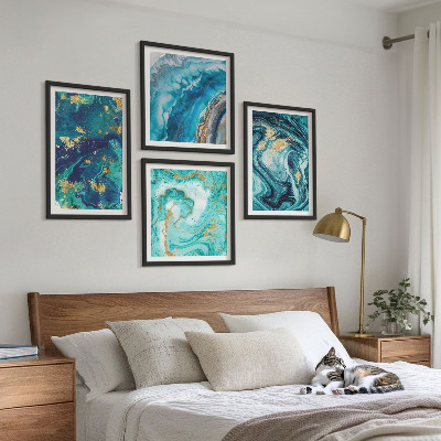 Políptico com moldura abstrações de pintura decorativa