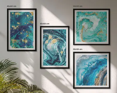 Políptico de pintura decorativa abstrata com moldura