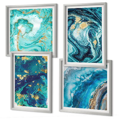 Políptico com moldura abstrações de pintura decorativa