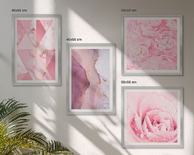 Composição de quadros Peônias geométricas rosa