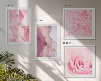 Composição de quadros Peônias geométricas rosa