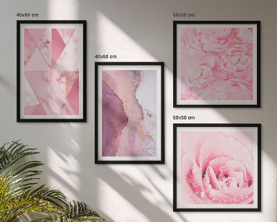 Composição de quadros Peônias geométricas rosa