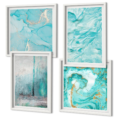 Políptico com moldura Padrões abstratos em tons de azul