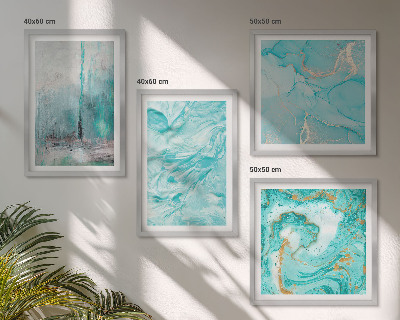 Políptico com moldura Padrões abstratos em tons de azul