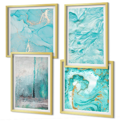 Políptico com moldura Padrões abstratos em tons de azul