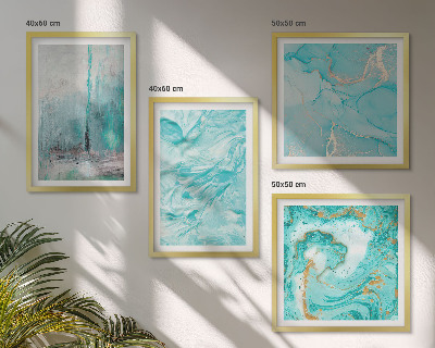 Políptico com moldura Padrões abstratos em tons de azul