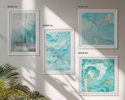 Políptico com moldura Padrões abstratos em tons de azul