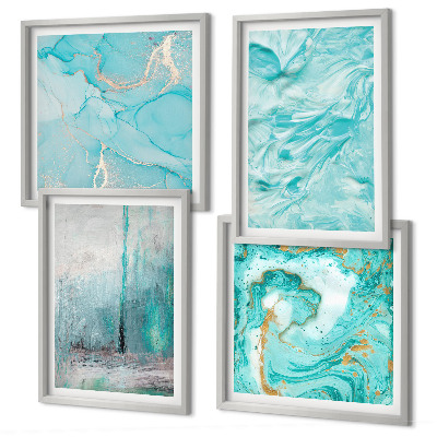 Políptico com moldura Padrões abstratos em tons de azul