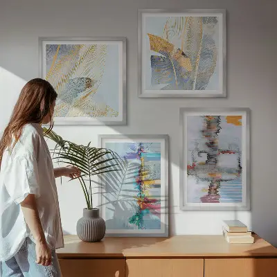 Composição de quadros de pintura abstrata