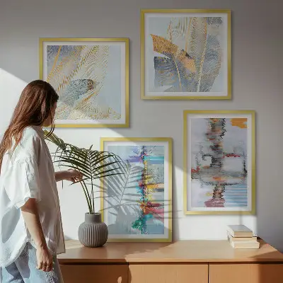 Composição de quadros de pintura abstrata