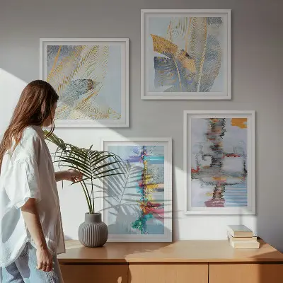 Composição de quadros de pintura abstrata