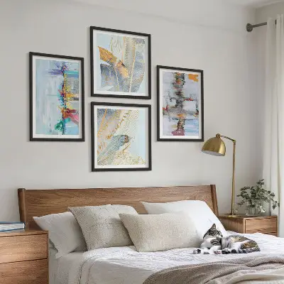 Composição de quadros de pintura abstrata