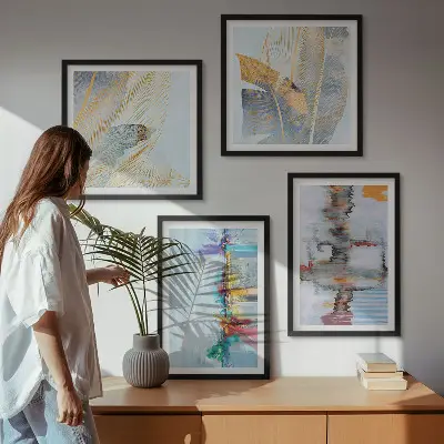 Composição de quadros de pintura abstrata