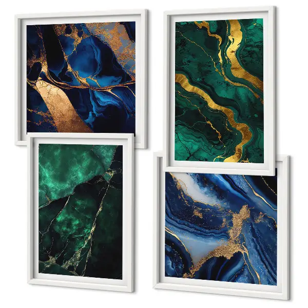 Conjunto de 4 quadros com moldura com estampas de padrões elegantes em pedras