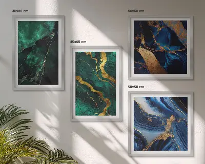 Conjunto de 4 quadros com moldura com estampas de padrões elegantes em pedras